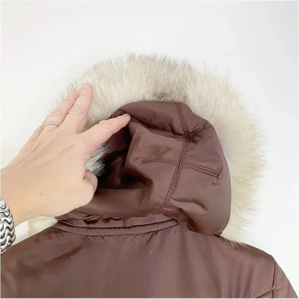 Head Vintage Brown‎ Fox Fur Trimmed Ski Jacket Sz 10